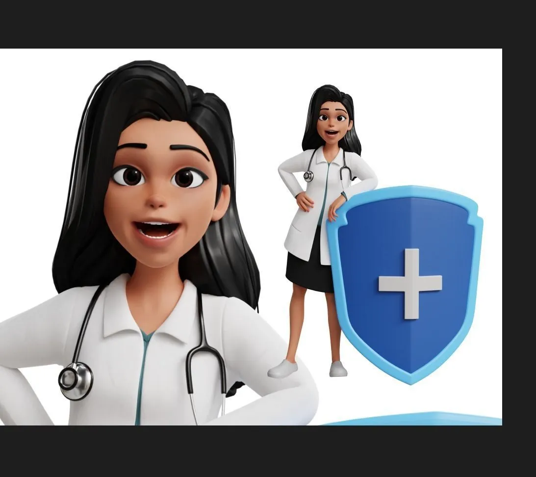 Doctor Cartoon Female Character professional render